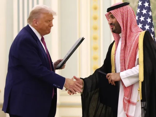 President Donald Trump and Saudi Crown Prince Mohammed bin Salman during diplomatic discussions on a US-Saudi civil nuclear agreement.