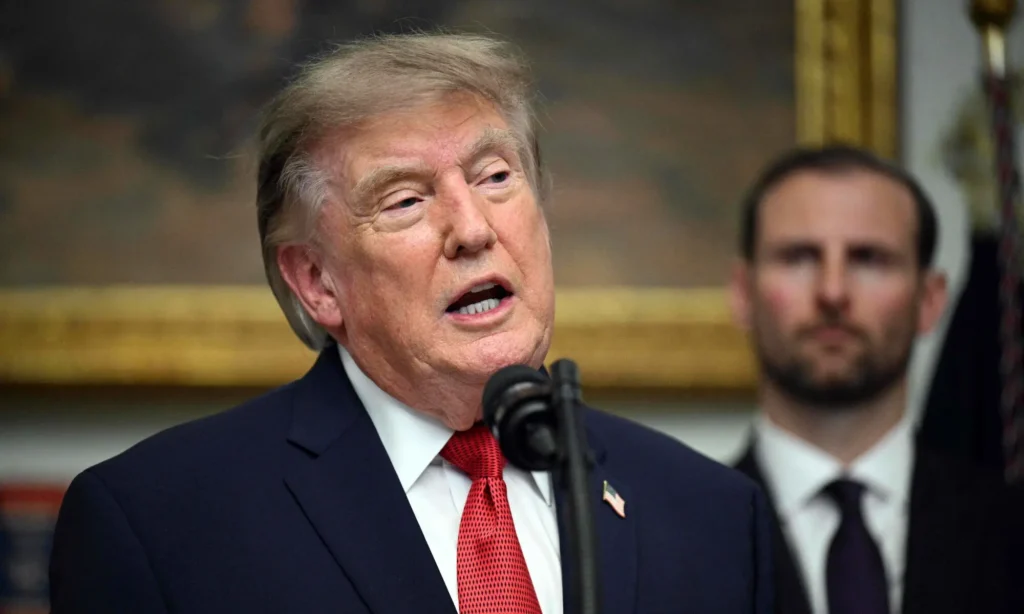 Alt Text: Donald Trump threatens economic punishment for countries helping Iran